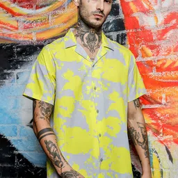 House of Koala Unisex Original Oversized Fit Cuban Collar Abstract Printed Casual Shirt-image-37