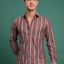 Voroxy Men Relaxed Opaque Striped Casual Shirt-image-98