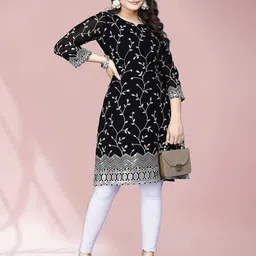WEAVETECH IMPEX Ethnic Motifs Embroidered V-Neck SequinnedKurti-picture-52