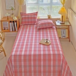 JC HOME Pink & White Geometric Pure Cotton 230 TC Queen Bedsheet Set 2 m x 2.30 m-image-95