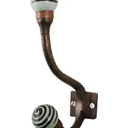 IndianShelf Green & Black Striped Ceramic Wall Hook-16