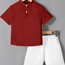YK Boys Mandarin Collar T-shirt With Shorts Clothing Set-picture-34
