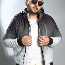 Instafab Plus Size Men Hooded Ombre Puffer Jacket-32