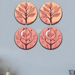 OLIVE TREE Brown Set Of 4 Wooded Tree Wall Hanging-12
