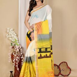 PuJoy Women Pure Cotton Taant Saree-image-85