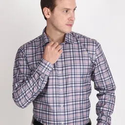 APPEL TOUCH Men Comfort Regular Fit Spread Collar Tartan Checked Cotton Casual Shirt-image-116