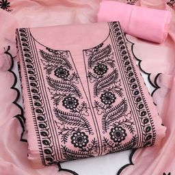 HERE&NOW Floral Embroidered Pure Cotton Unstitched Dress Material-picture-37