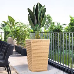 Kuber Industries 2Pcs Brown Roto Mould Matrix Tower Flower Planters-2