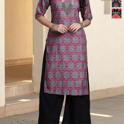 Anouk Rustic Selection Of 3 Geometric Printed Round Neck Straight Kurtas-5