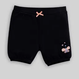 Awbabie Girls Solid Black Mid-rise Shorts-picture-1