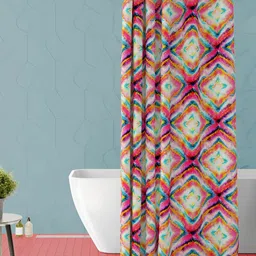 ArtzFolio Pink & Blue Geometric Printed Waterproof Shower Curtain-image-76
