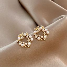 SZN Korean Artificial Stones Studded & Beads Beaded Contemporary Studs-4