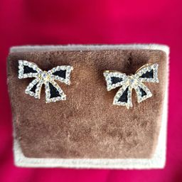 Zhouse Gold-Plated Crystals Studded Contemporary Studs-17
