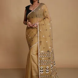 BENGAL HANDLOOM Woven Design Zari Jamdani Saree-54