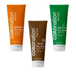 COROnation Herbal Set Of 3 Vitamin C De Tan & Tea Tree Face Wash - 100 ml Each-49