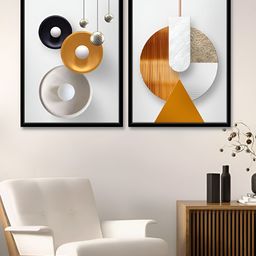 Art Street Deco Marble White & Gold-Toned 2 Pieces Printed Canvas Wall Paintings-image-7