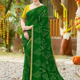 Laxmipati Bandhani Printed Foil Work Embroidered Border Saree-image-27