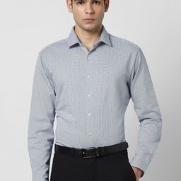 Van Heusen Slim Fit Opaque Dots Printed Pure Cotton Formal Shirt-picture-33