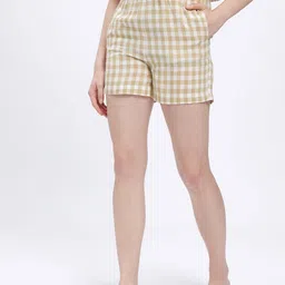 glitchez Women Checked Mid-Rise Loose Fit Lounge Shorts-picture-26
