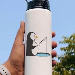 Indigifts White & Black Printed Water Bottle 750ml-image-70