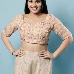 Mmore Woven Designed Brocade Saree Blouse-image-6