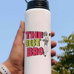 Indigifts White & Green Printed Water Bottle 750ml-12