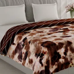 Monte Carlo Brown & Black Abstract Printed AC Room 350 GSM Double Bed Blanket-picture-28