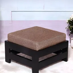Ikiriya Sheesham Wood Mahagony Finish Foot Stool with Jute Cushion-53