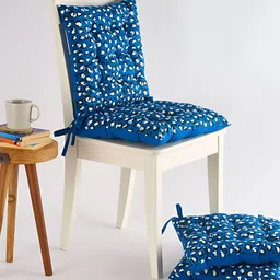 SKANDA FAB Blue & White 4 Pieces Printed Pure Cotton Chair Pads-image-51