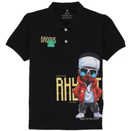 Status Quo Boys Printed Polo Collar Applique T-shirt-image-21