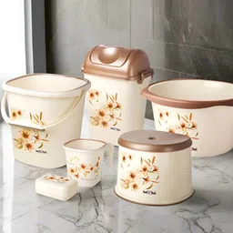 Nayasa Set Of 6 Brown Square Bathroom Set-picture-3