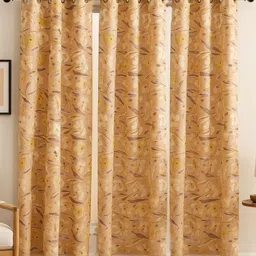 ANA Mustard & Purple Set of 3 Floral Room Darkening Long Door Curtain-9