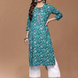 Varanga Women Floral Printed Daily Cotton Straight Kurta-image-94