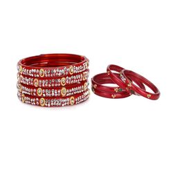 SOMIL Set of 8 Red Alloy Bangles-image-96