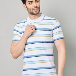 Duke Striped Polo Collar Slim Fit Cotton T-shirt-picture-20
