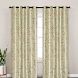 Myntra Elegant Homes Cream-Coloured & Orange Set of 2 Black Out Door Curtain-10