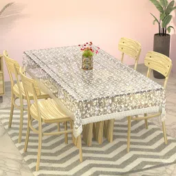 Aura Transparent & White Waterproof 4-Seater Table Cover-4