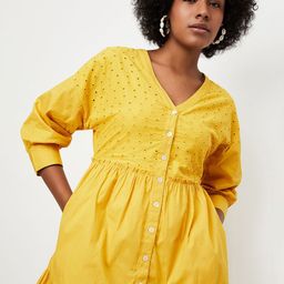 max Pure Cotton Puff Sleeve Fit & Flare Dress-image-89