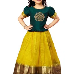 White Button Girls Embroidered Ready to Wear Lehenga &-picture-16