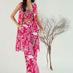 Pink Paprika by SASSAFRAS Printed Cotton Top, Palazzo & Shrug Co-Ords-picture-39