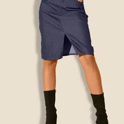 CORSICA High-Waist A-Line Knee Length Skirt With Front Slit-image-50