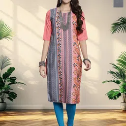 HERE&NOW Selection Of 2 Geometric Printed Round Neck Straight Kurtas-image-89