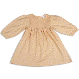 Ohmybebe Girls Floral Print Smoked Detail Organic Cotton A-Line Dress-image-66