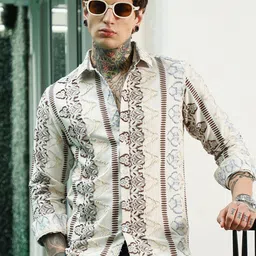 Campus Sutra Comfort Textured Spread Collar Casual Shirt-image-42