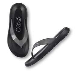 PROFOAM Men Black & Grey Textured Footbed Thong Flip-Flops-image-1