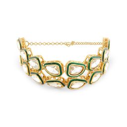 Zaveri Pearls Meenakari Gold-Plated Wraparound Bracelet-image-11