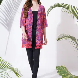 CORSICA Women Printed Open Front Longline Shrug-picture-19
