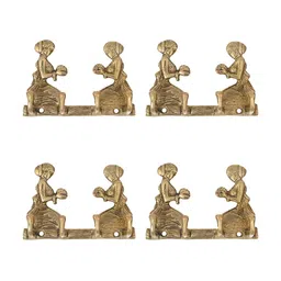IndianShelf Goldtoned 4 Piece Brass Welcome Lady Wall Hooks-picture-32