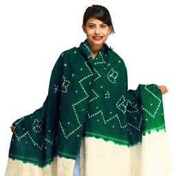 Exotic India Women Bandhani Tie & Dye Embroidered Woollen Shawl-picture-25