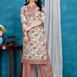 ZELZIS Women Floral Printed Regular Pure Cotton Kurta with Palazzos-picture-15
